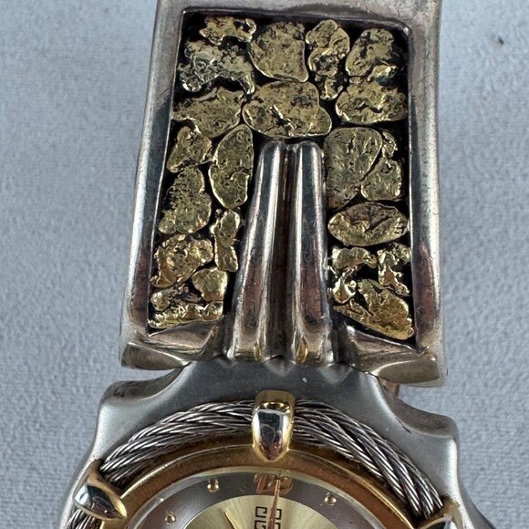 Vintage Givenchy Paris Watch with 23 Karat plus Gold Nugget Bracelet - Picture 6 of 17